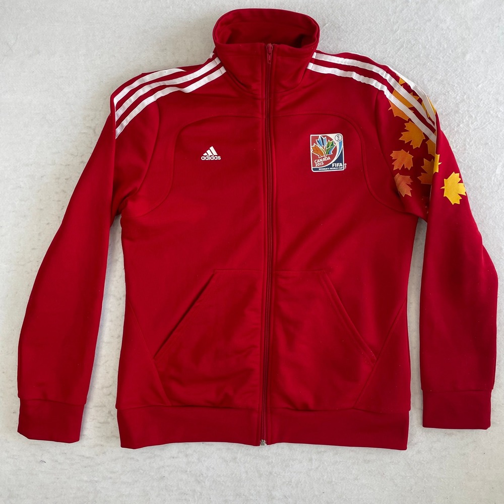 Adidas Track Jacket Womens Large FIFA Women's World Cup Canada 2015 Maple Leaf
